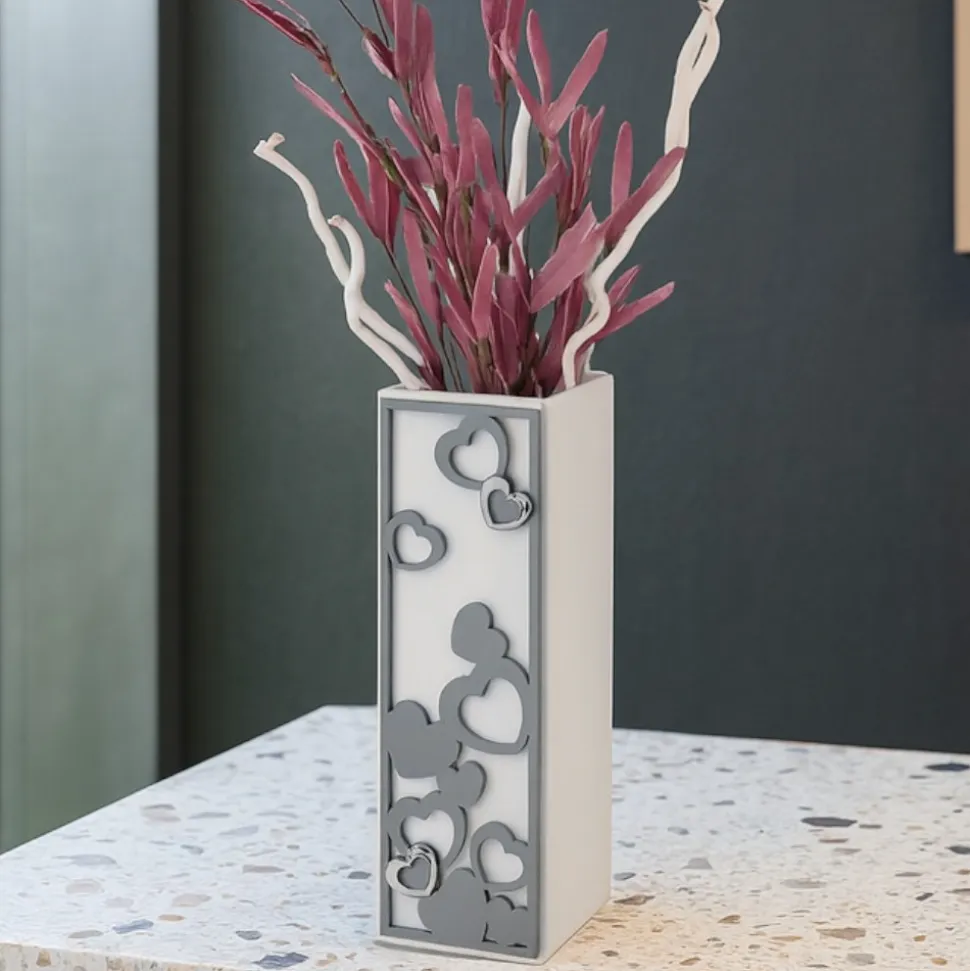 Vaso moderno cuori grigio bongelli preziosi
