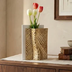 Vaso ophis soprammobile oro design moderno marmorino bongelli preziosi