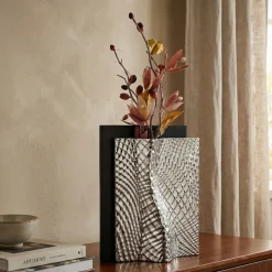 Vaso soprammobile nero argento design moderno ophis bongelli preziosi
