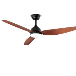 Ventilatore da soffitto con telecomando nero pale legno noce con lcue 20mq