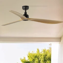 Ventilatore da soffitto da esterno ip44 nero e legno 28mq silenzioso