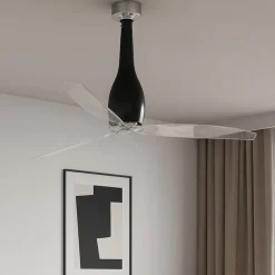 Ventilatore da soffitto di vetro nero pale trasparenti 17mq