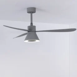 Ventilatore da soffitto grigio con led cct app tuya motore silenzioso 28mq