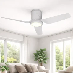 Ventilatore da soffitto moderno bianco con led cct ambienti 20mq motore dc