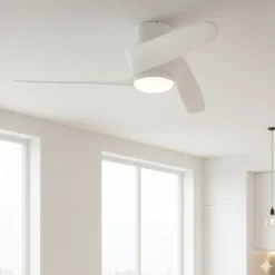 Ventilatore da soffitto moderno bianco led cct dimmerabile fino a 13mq