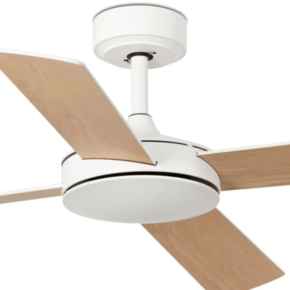 Ventilatore da soffitto pale smart app tuya bicolore bianco legno 28mq