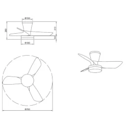 Ventilatore da soffitto pale bianche con luce telecomando