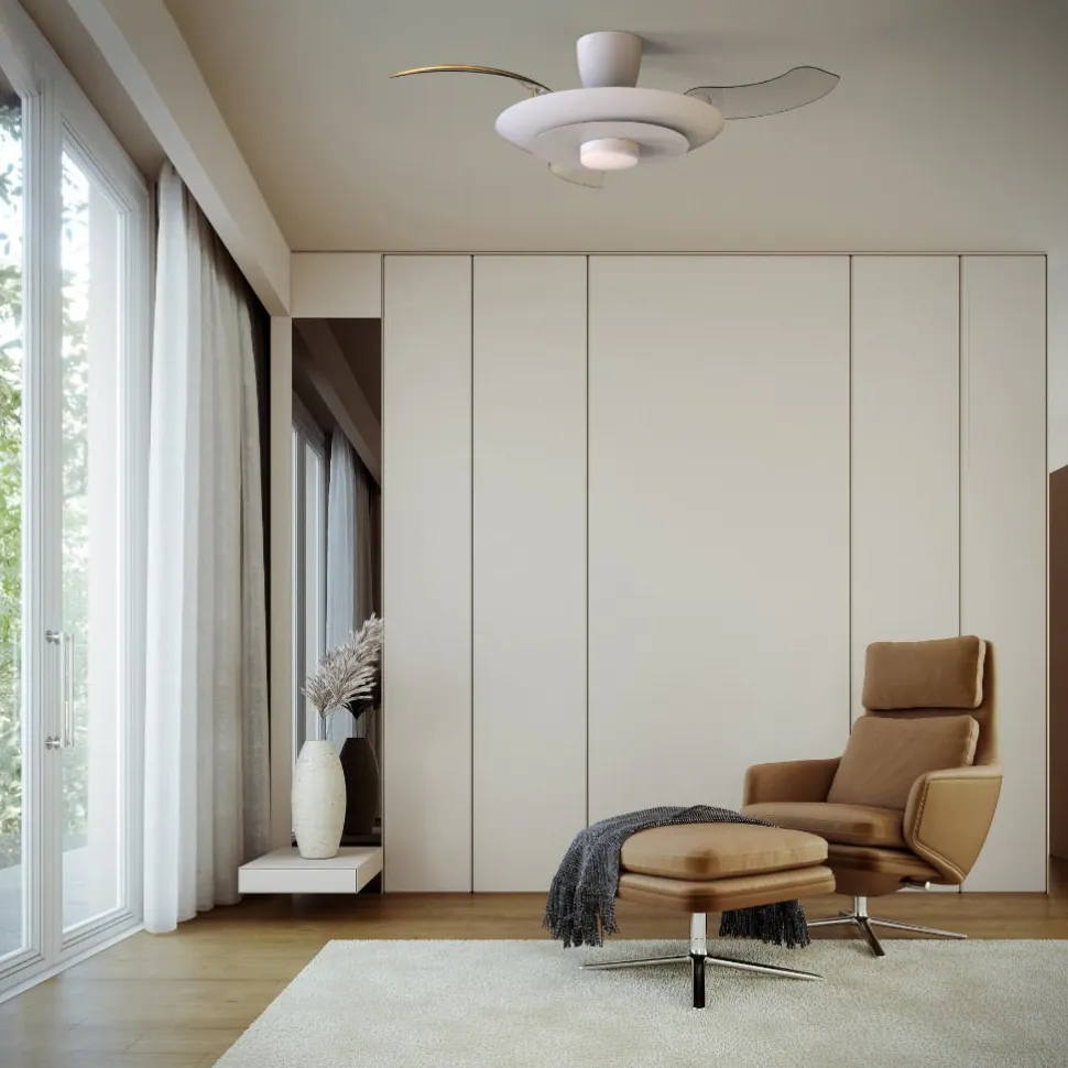Ventilatore da soffitto pale retrattili bianco led cct ambienti 13-20mq