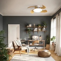 Ventilatore da soffitto pale retrattili legno led cct 13mq con telecomando