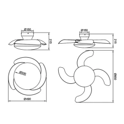 Ventilatore da soffitto pale retrattili legno led cct 13mq con telecomando