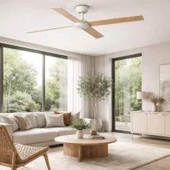 Ventilatore da soffitto pale intercambiabili bianco frassino telecomando 28mq