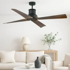 Ventilatore da soffitto per esterno nero a pale marrone 18mq