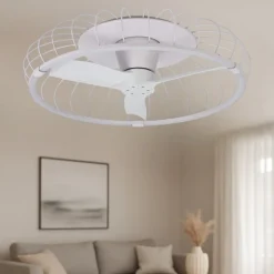 Ventilatore da soffitto plafoniera bianco 13mq con telecomando