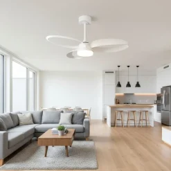 Ventilatore da soffitto per cameretta bianco luce led cct con telecomando 13mq