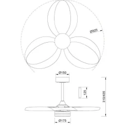 Ventilatore da soffitto per cameretta bianco luce led cct con telecomando 13mq