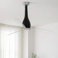 Ventilatore da soffitto silenzioso in vetro nero 17mq