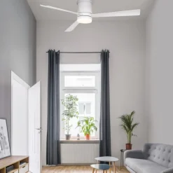 Ventilatore da soffitto tre pale bianco con luce telecomando