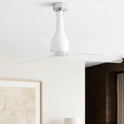 Ventilatore di vetro bianco da soffitto pale trasparenti 17mq