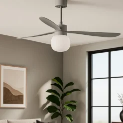 Ventilatore grigio a pale da soffitto con luce moderno 28mq