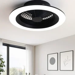 Ventilatore lampadario con pale da soffitto silenzioso nero 18mq con telecomando