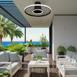 Ventilatore lampadario con pale con luce led 13 mq nero moderno