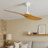Ventilatore moderno da soffitto bianco e legno ambienti 20mq con telecomando