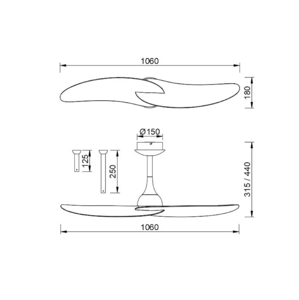 Ventilatore moderno da soffitto bianco e legno ambienti 20mq con telecomando