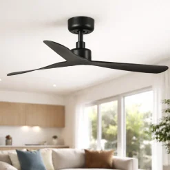 Ventilatore moderno da soffitto smart app nero 17mq tetti inclinati