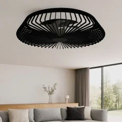 Ventilatore nero a plafoniera da soffitto moderno silenzioso con telecomando