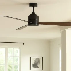 Ventilatore nero con telecomando pale in legno da soffitto silenzioso
