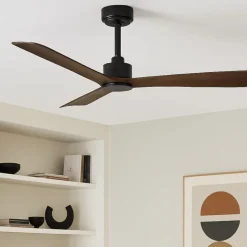 Ventilatore nero da soffitto 17mq pale legno marrone