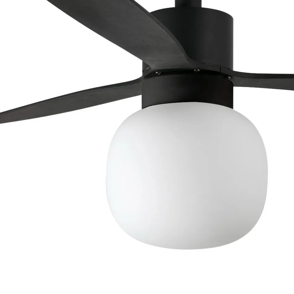 Ventilatore nero da soffitto motore dc led 2700k app tuya smart 28mq
