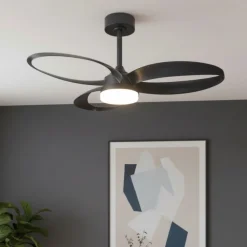 Ventilatore nero da soffitto 13mq led cct dimmerabile con telecomando