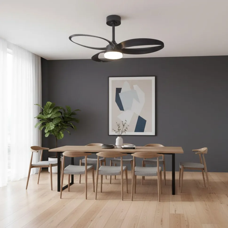 Ventilatore nero da soffitto 13mq led cct dimmerabile con telecomando