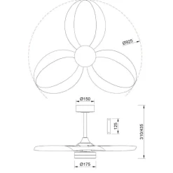 Ventilatore nero da soffitto 13mq led cct dimmerabile con telecomando