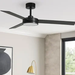 Ventilatore nero da soffitto con luce 28mq a pale silenzioso