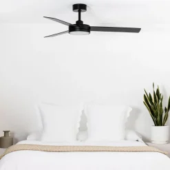 Ventilatore nero da soffitto con luce 28mq a pale silenzioso