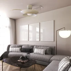 Ventilatore pale a scomparsa bianco luce led cct max 20mq con telecomando