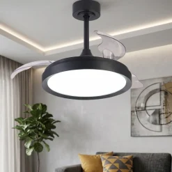 Ventilatore pale a scomparsa nero ambiente max 13mq led cct e telecomando