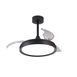 Ventilatore pale a scomparsa nero ambiente max 13mq led cct e telecomando