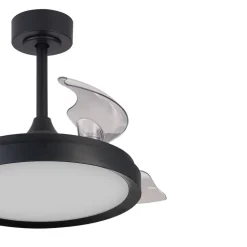Ventilatore pale a scomparsa nero ambiente max 13mq led cct e telecomando