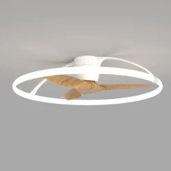 Ventilatore plafoniera con luce silenzioso bianco pale di legno con telecomando