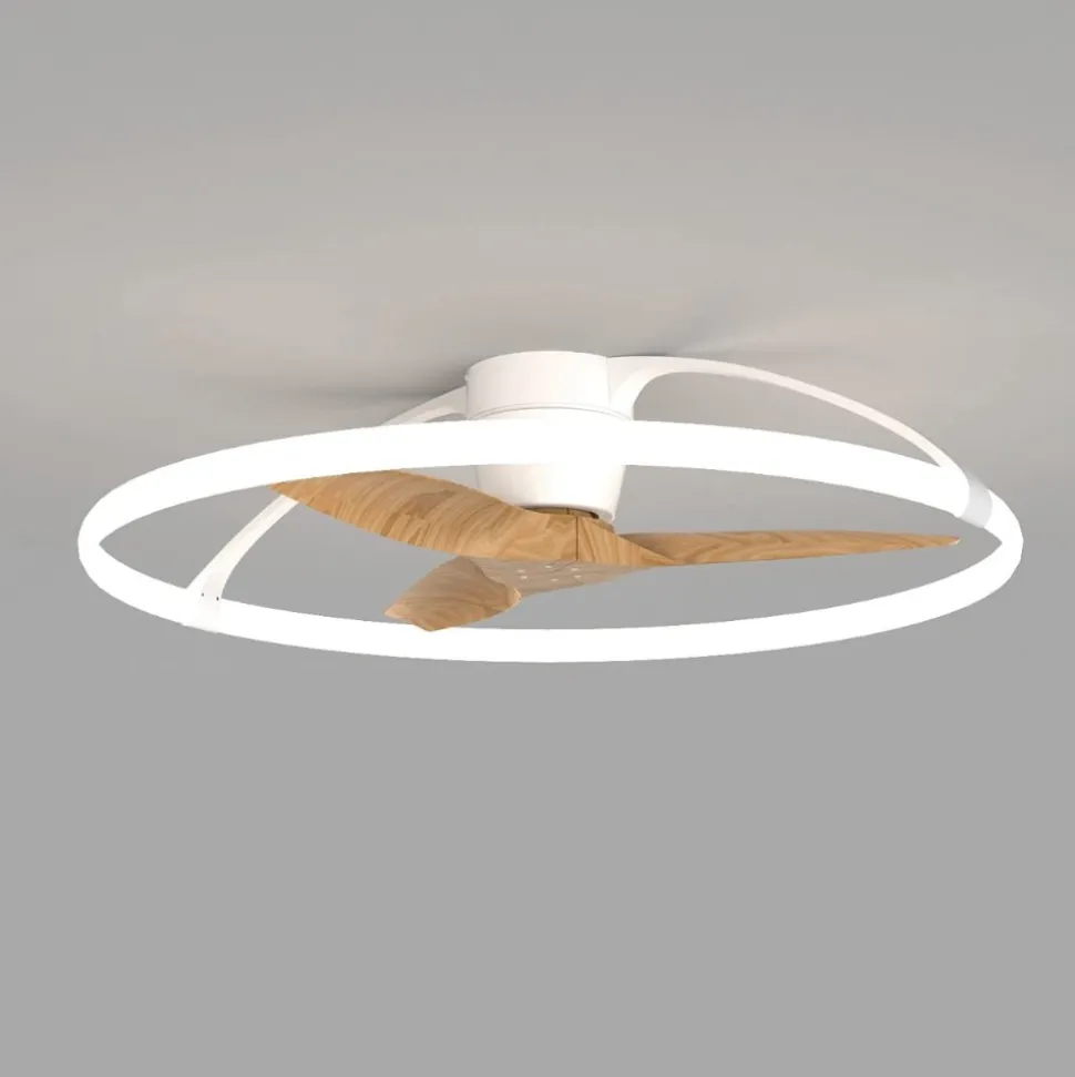 Ventilatore plafoniera con luce silenzioso bianco pale di legno con telecomando