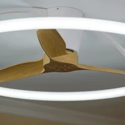 Ventilatore plafoniera con luce silenzioso bianco pale di legno con telecomando