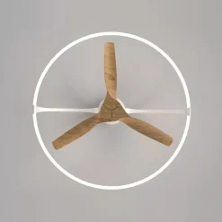 Ventilatore plafoniera con luce silenzioso bianco pale di legno con telecomando