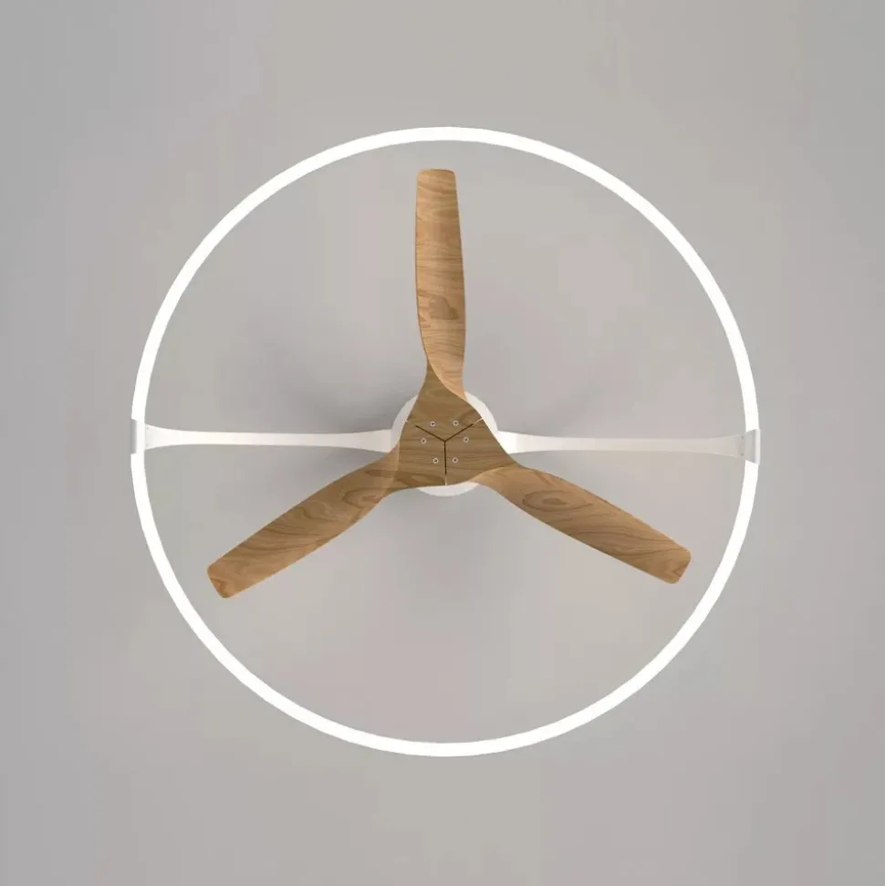 Ventilatore plafoniera con luce silenzioso bianco pale di legno con telecomando
