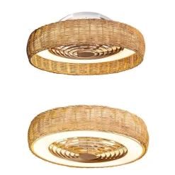 Ventilatore plafoniera da soffitto in rattan ip44 20mq con telecomando