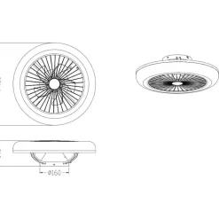 Ventilatore silenzioso a plafoniera con luce telecomando