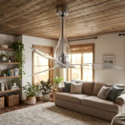 Ventilatore silenzioso in vetro da soffitto per 17mq pale trasparenti con telecomando