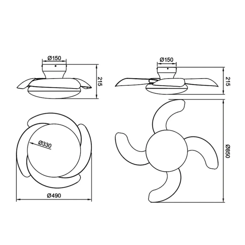 Ventilatore soffitto pale richiudibili bianco led cct telecomando stanza 13mq